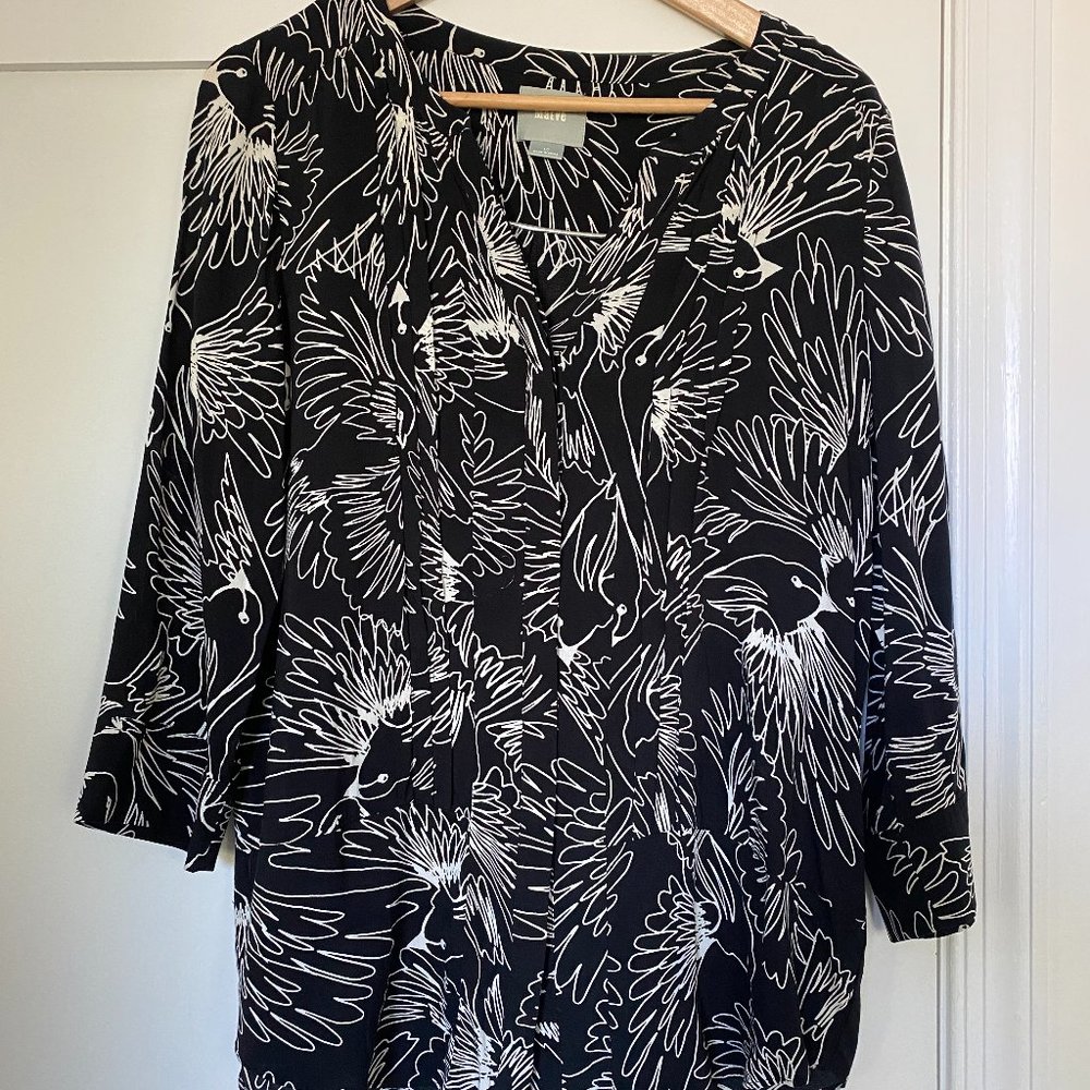 Anthropologie Maeve Bird Print Blouse
